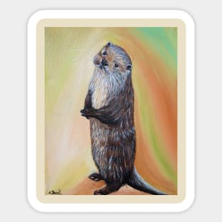 Standing River Otter Painting Sticker